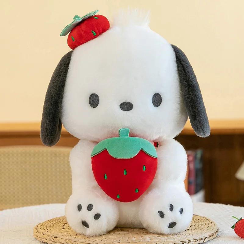 25cm Kawaii Melody Doll Cinnamon Dog Hugging Strawberry Stuffed Plush Toy Cartoon Anime Plush Doll Sleeping Pillow