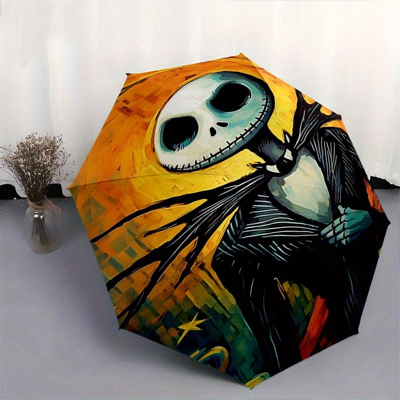 1 Auto Open Jack Skellington, Nightmare Before Christmas Themed Colorful 8 rib Portable Umbrella for Men and Women, A Compact Commuting Comp