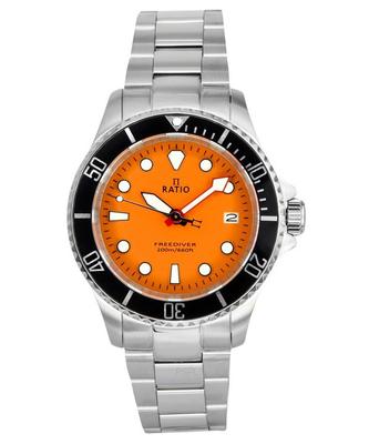 Orologio da uomo FreeDiver con zaffiro in acciaio inossidabile quadrante arancione al quarzo RTF035 200M