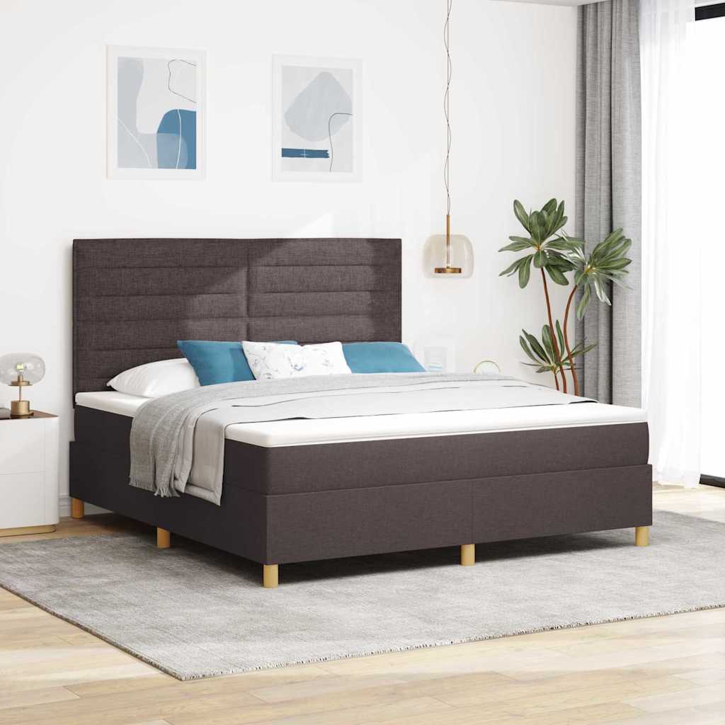 Box Spring Bed with Mattress Dark Brown 180 x 200 cm Fabric