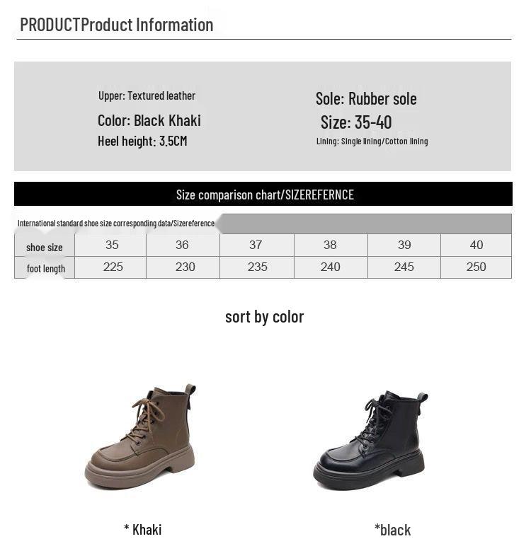 Women's Autumn/Winter Soft Leather Martin Boots, British Style, Mid Heel, Plus Cotton, Thick Sole, Versatile Ankle Boots