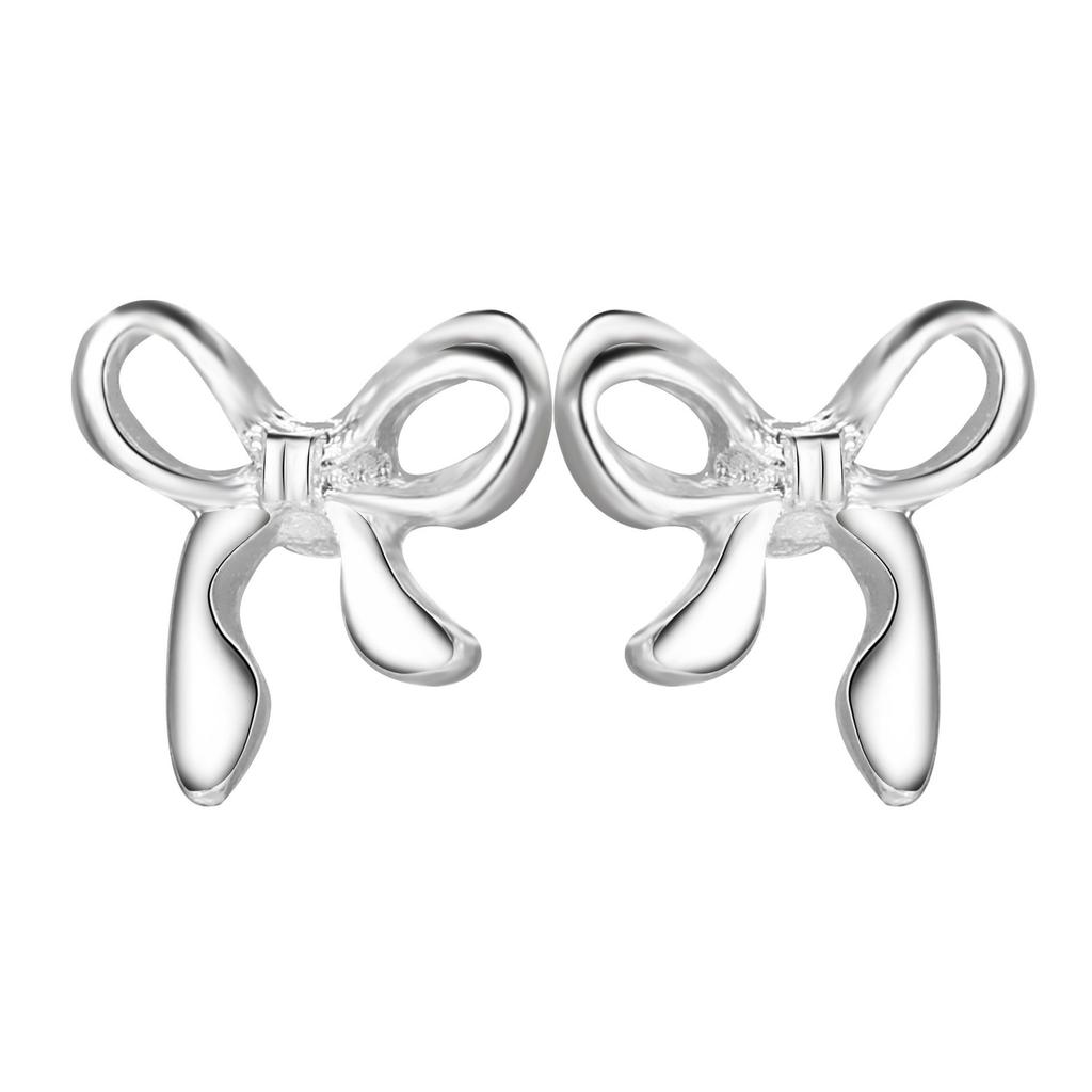 1 Pair Golden Bowknot Stud Earrings - Elegant Bohemian Fashion Ribbon Jewelry with Dangling Bows Perfect for Everyday Wear