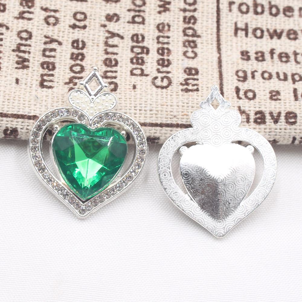 New 10 Piece 22 * 30mm Peach Heart Rhinestone Pearl Alloy Flat Bottom Button DIY Phone Case Hair Accessories Gift Box Clothing D