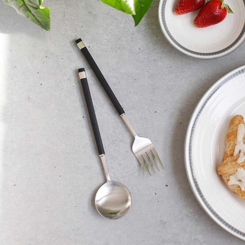 Modern Silver VIVID color dessert spoon and fork set (7 colors) gray
