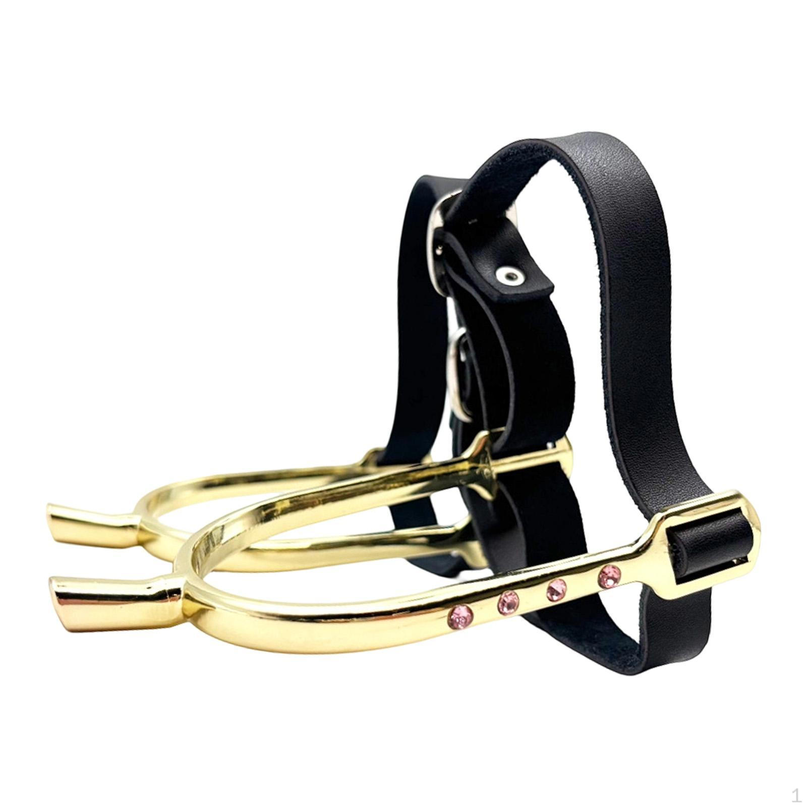 

1 with Straps Equestrian Boot PU Leather Belt Rhinestone Detail Professional Training Suitable for золотой