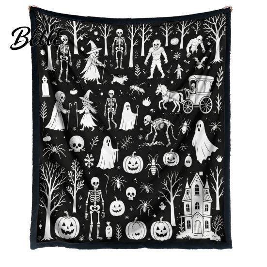 DIY Coloring Projects for Teens Halloween Blanket Throw Blanket with Ghost Patterns Color Your Artistic Bedroom Decor Accessories Own Washable Cozy