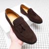 Elegant Shoes Men Classic Dress Loafers Men Brand Shoes Moda Italiana Suede Tassel Leather Shoes Formal Mocassim Masculino Couro