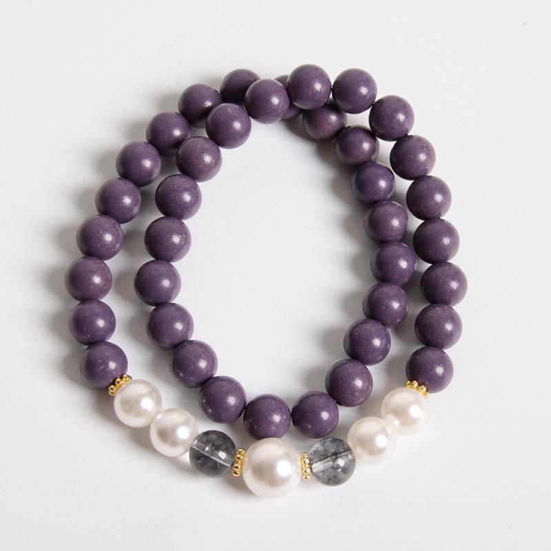 Древний китайский браслет-бусины из травяных благовоний с фиолетовым Ци Хэтяньским нефритовым арахисом - Унисекс Литературный браслет.