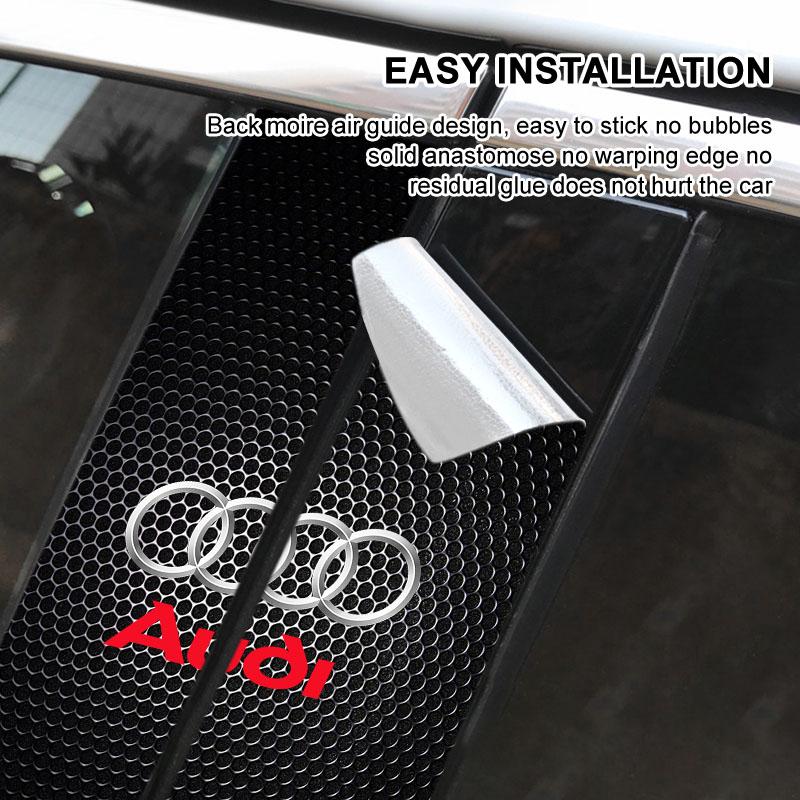 Bilemblem Midtsøyle Klistremerke Auto Dør Dekorative Klistremerker For Audi C7 C6 C5 B5 B6 B7 B8 B9 D3 Q3 Q5 Q7 TT A1 A3 A4 A5 A6 A7