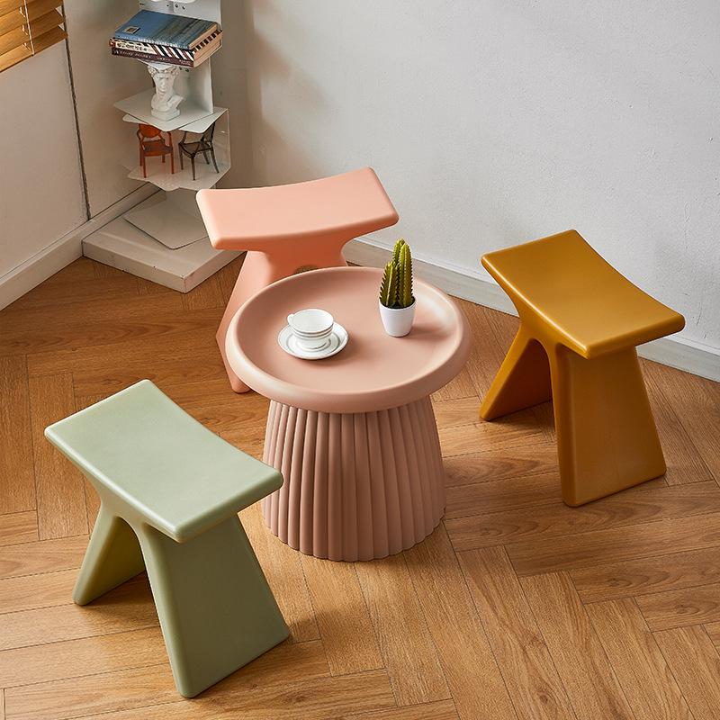 Nordic Plastic Living Room Stool Shoe Changing Bench Plastic Chair Vanity Chair Step Stool Portable Stool Space Saving Furniture