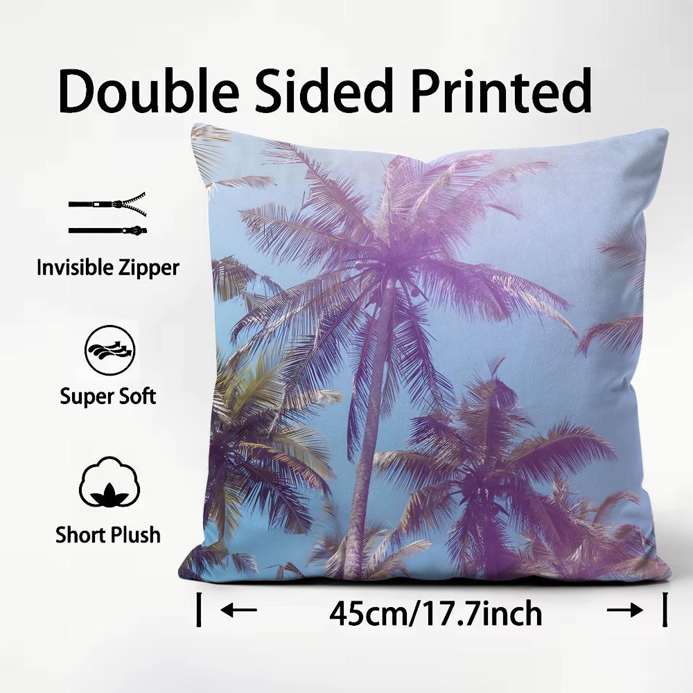Tropical Scenery INS Cushion Cover Plush Fabric Soft DoubleSided Printed Sofa Warm Winter Home Child Gift Pillow Case