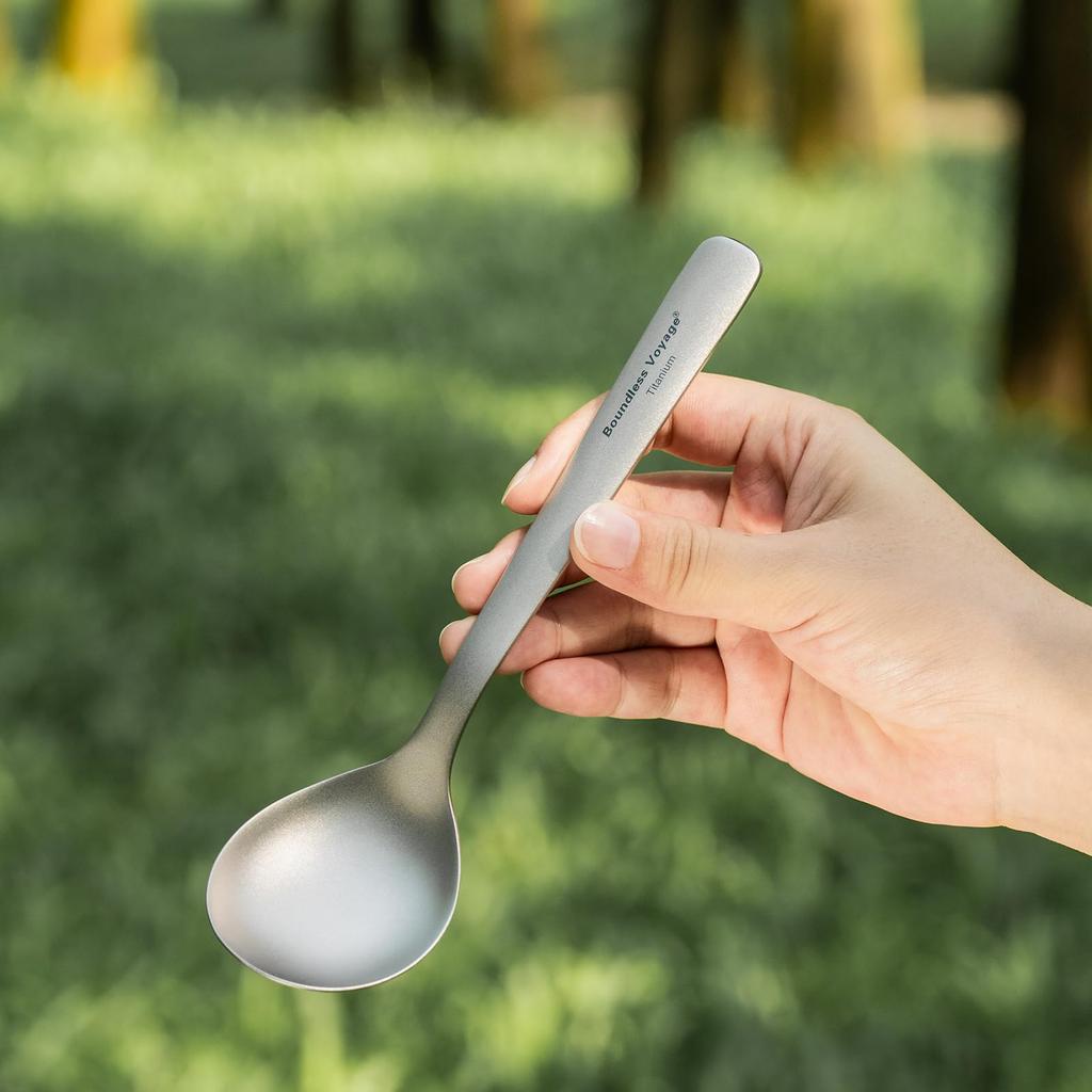 Boundless Voyage Titanium Solo Outdoor Camping Includes Storage Ti1068T Spoon, Lightweight, Durable, Compact, Cutlery, Cookware, Camping, Tableware,