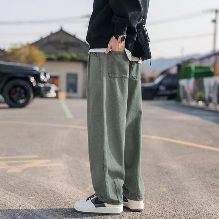 Men's casual pants straight loose overalls spring and autumn men's solid color popular trendy brand sports casual pants