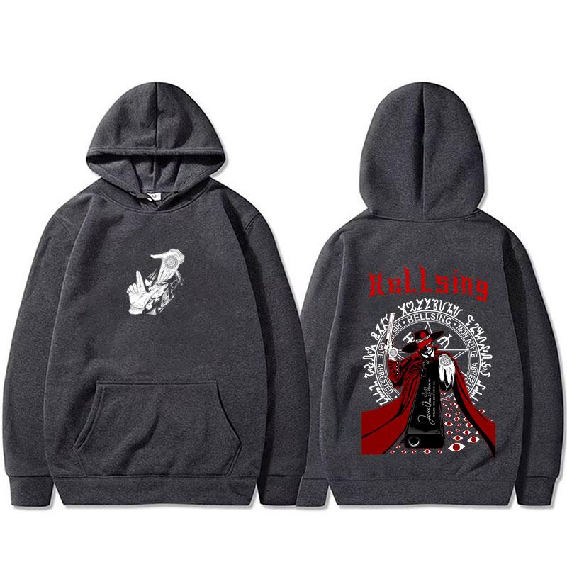 Anime Hellsing Vampire Alucard Graphic Hoodie Men Women Manga Oversized Pullover Hoodies Male Hooded Sweatshirt