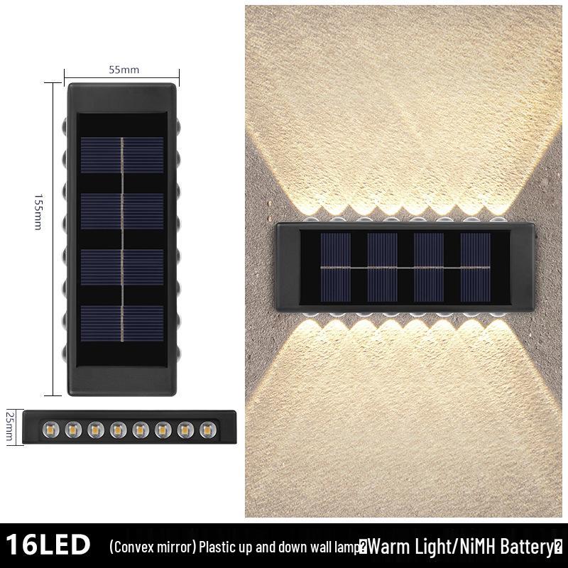 Wasserdichte Solar-Wandleuchte für den Außenbereich - Auf-/Ab-Beleuchtung für Terrasse und Landschaft, Wanddekoration