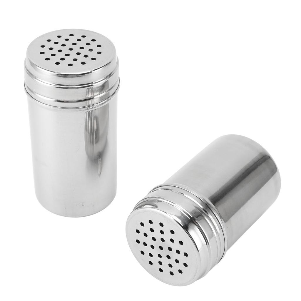 Spice Shaker 304 Stainless Steel Adjustable Pour Holes Seasoning Dispenser Container for Kitchen Barbecue Camping 2pcs