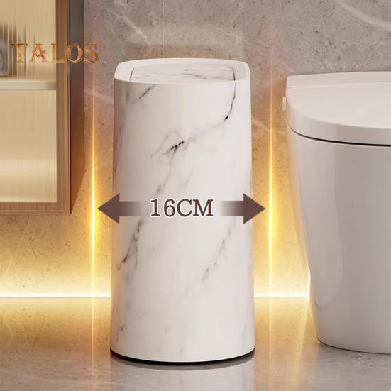 Modern Waste Basket Large Capacity Marble Pattern Trash Can Multi-Purpose Use Bathroom Narrow Small Garbage Bin with Lid