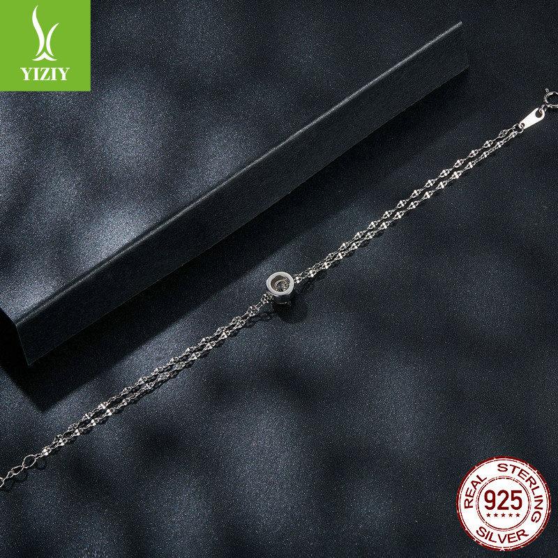 50 Points Moissanite Double-Layer Bracelet, Simple Classic Sparkling S925 Sterling Silver Moissanite Bracelet