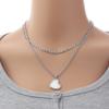 Titanium Steel Double Stacked Neck Chain Sweet Charm Heart Clavicle Chain  Birthday Gift