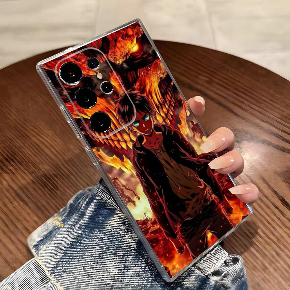 Japanese Anime Attack On Titan Phone Case For Samsung S26 S25 S24 Ultra S23 Fe S22 S20 S21 Plus Plus 5G Fe Transparent Cover