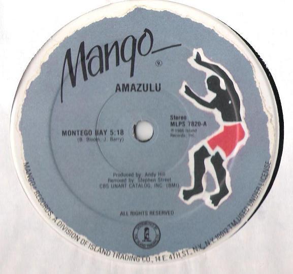 

12inch Record AMAZULU - Montego Bay MLPS7820 Mango 1986 US Dance & Electronica Used