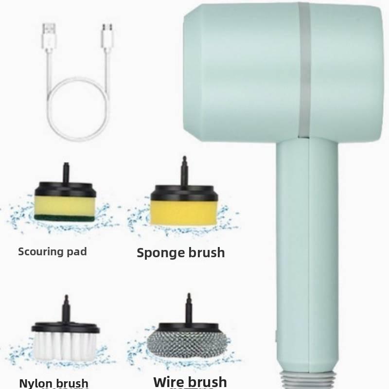 Electric Cleaning Brush For Kitchen Surfaces With Multiple Heads For Home Cleaning