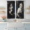 Black White Cat Print Curtains Polyester Stylish Bedroom Office Kitchen Living Room Study Decor Set Of 2 Made With Rod Pocket Great