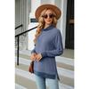 Women's  Shirt Color Contrast Long Sleeve on The Shirt with Neck Loose Long Sleeve Slit T-shirt Top for Women  Autumn and Winter