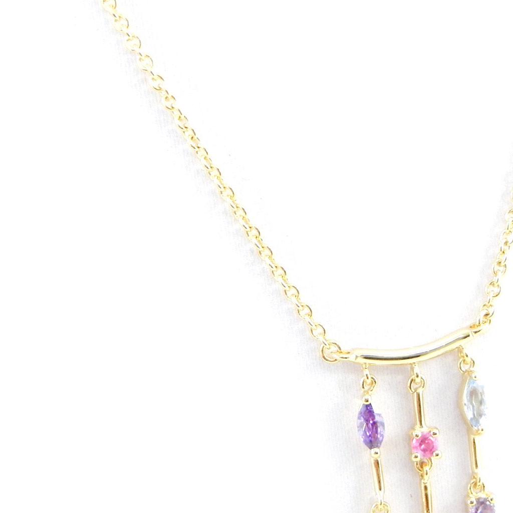 Altesse [H2915] - Gold Plated Necklace 'Scarlett' Blue Pink Mauve - 3 Cm