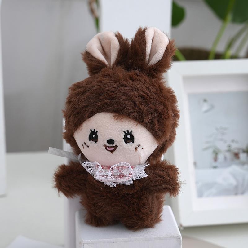 15cm Plush Adorable Monkey Doll Keychain In Brown Deep Pink Light Pink And Colors Purple