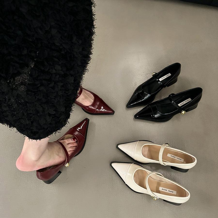 Thick heel retro Mary Jane shoes high heels women's shoes black shoes Korean version high-end single shoes small leather shoes