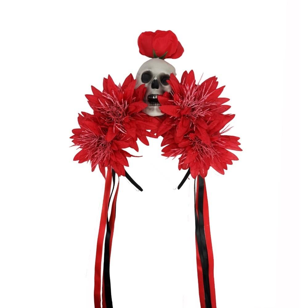 Scary Flower Halloween Headband Simulated Flower Halloween Skull Hairhoop Girls