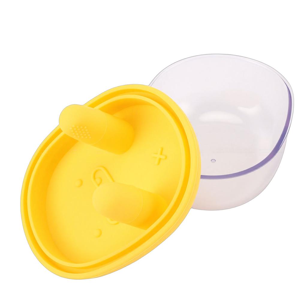 2 in 1 No Mess Snack Container   Proof Food Storage Snack Box with Finger Lid Keep Hands Clean Yellow