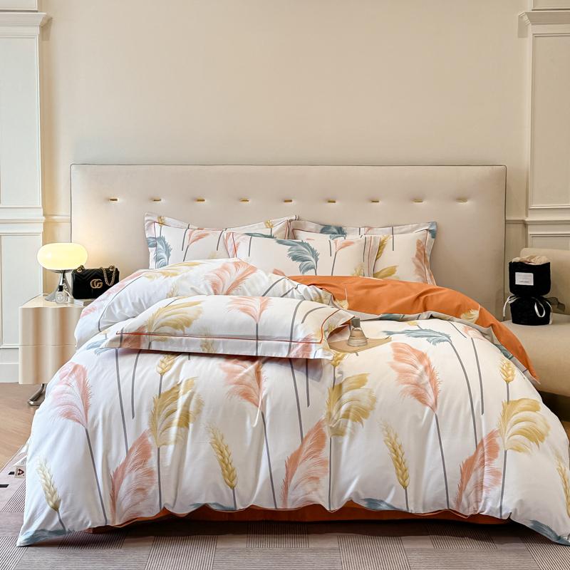 3 Piece Egyptian Cotton Bedding Set with 1 Duvet Cover and 2 Pillowcases Printed Soft Breathable Skin Friendly Comfortable