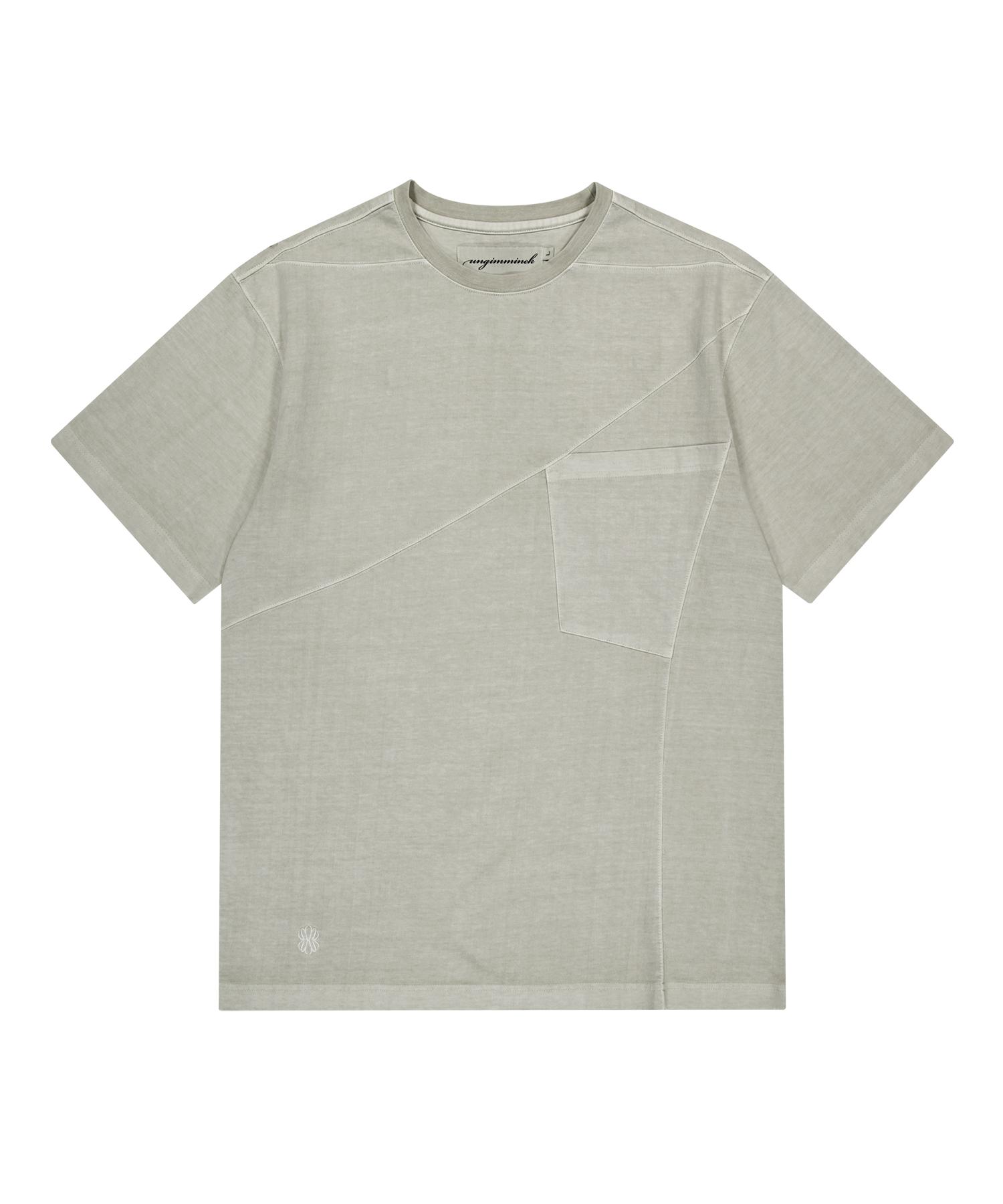 Un Gimmick Irregular Pocket Washed T-Shirt (Beige) Sand Beige/L