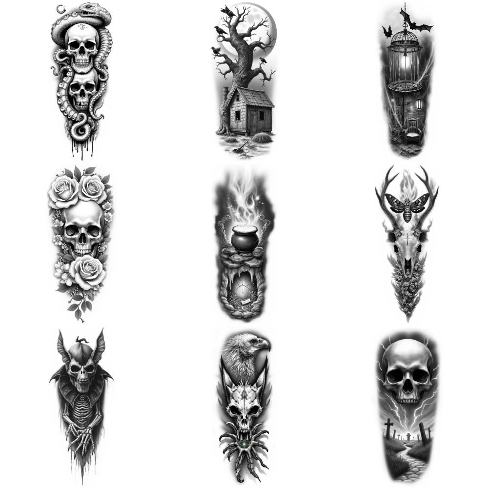 3pcs Temporary Tattoo Realistic Temporary Tattoos Serpent Eagle Deer Skull Skull For Thighs Adults Women