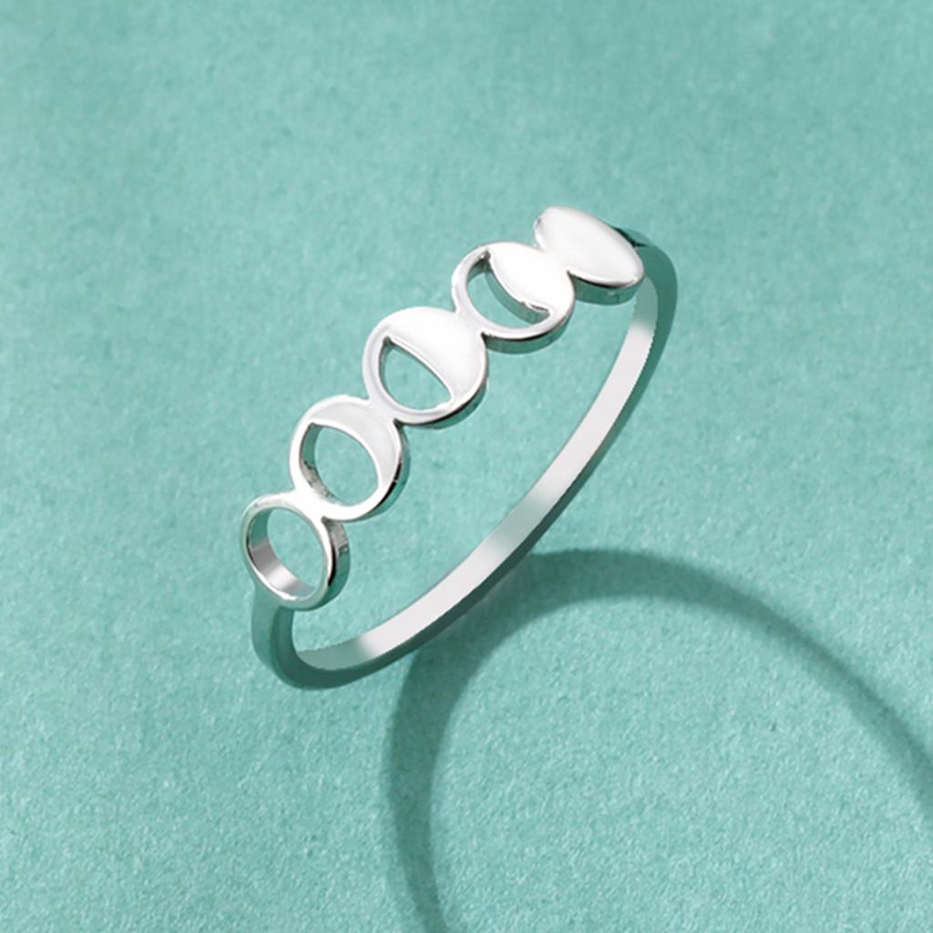 LIKGREAT Lunar Moon Phase Ring Crescent Moon Finger Rings Stainless Steel Minimalist Wedding Band Finger Ring Jewelry for Women