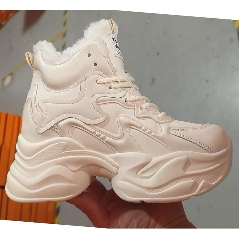 2025 Winter Genuine Leather Shoes Women Snow Boots Warm Plush Cold Winter Shoes Height Increasing 8cm Fashion Brand Ladies Ankle Boots