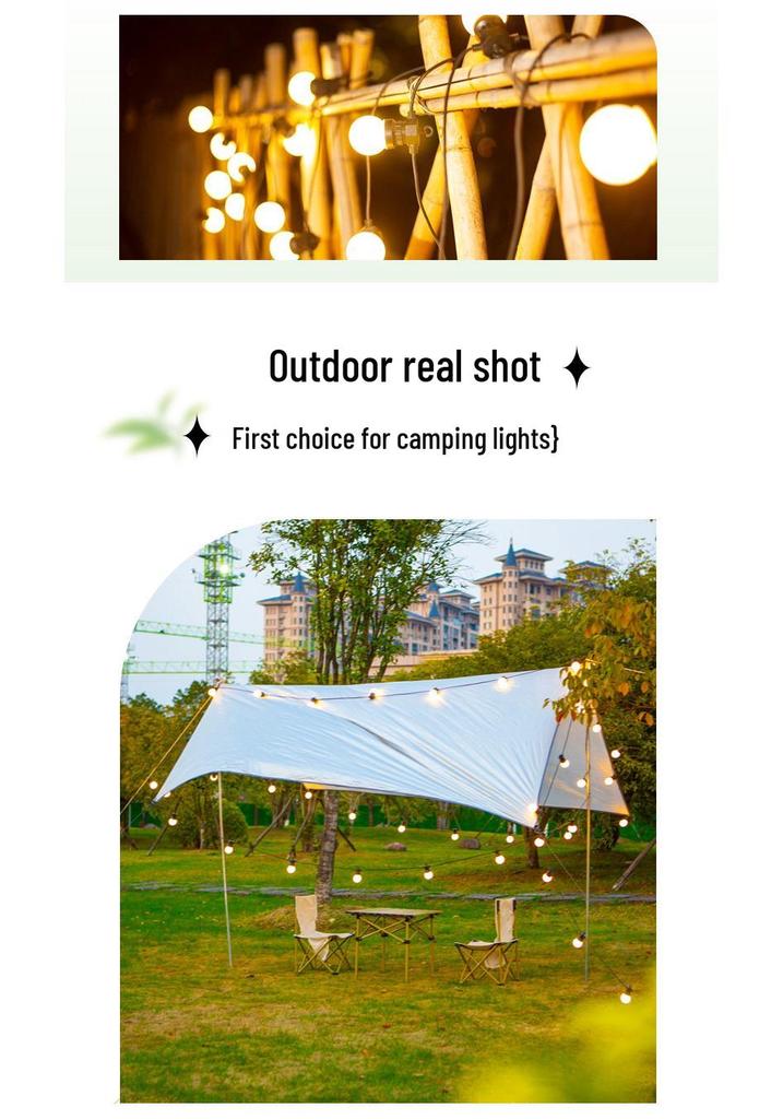 G50 Outdoor Waterproof Solar Globe String Lights for Camping, Courtyard, Awning, Tent & Decorative Atmosphere.
