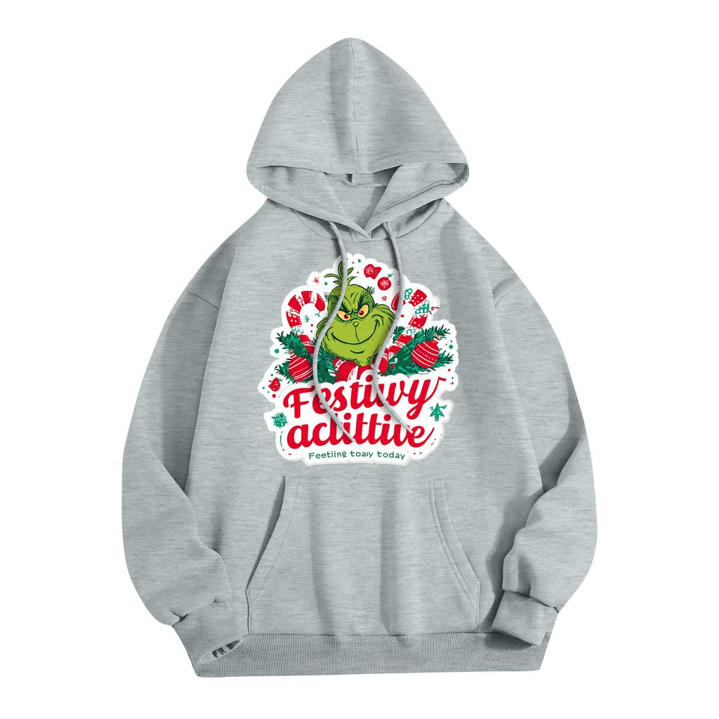 Women's Fashion Christmas Printed Casual Hooded Sweatshirt With Pockets