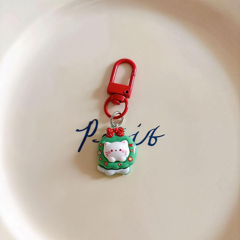Cute Christmas Keychain Cartoon Santa Claus Snowman Kitten Pendant Key Ring Backpack Decoration Accessories  Year Gift