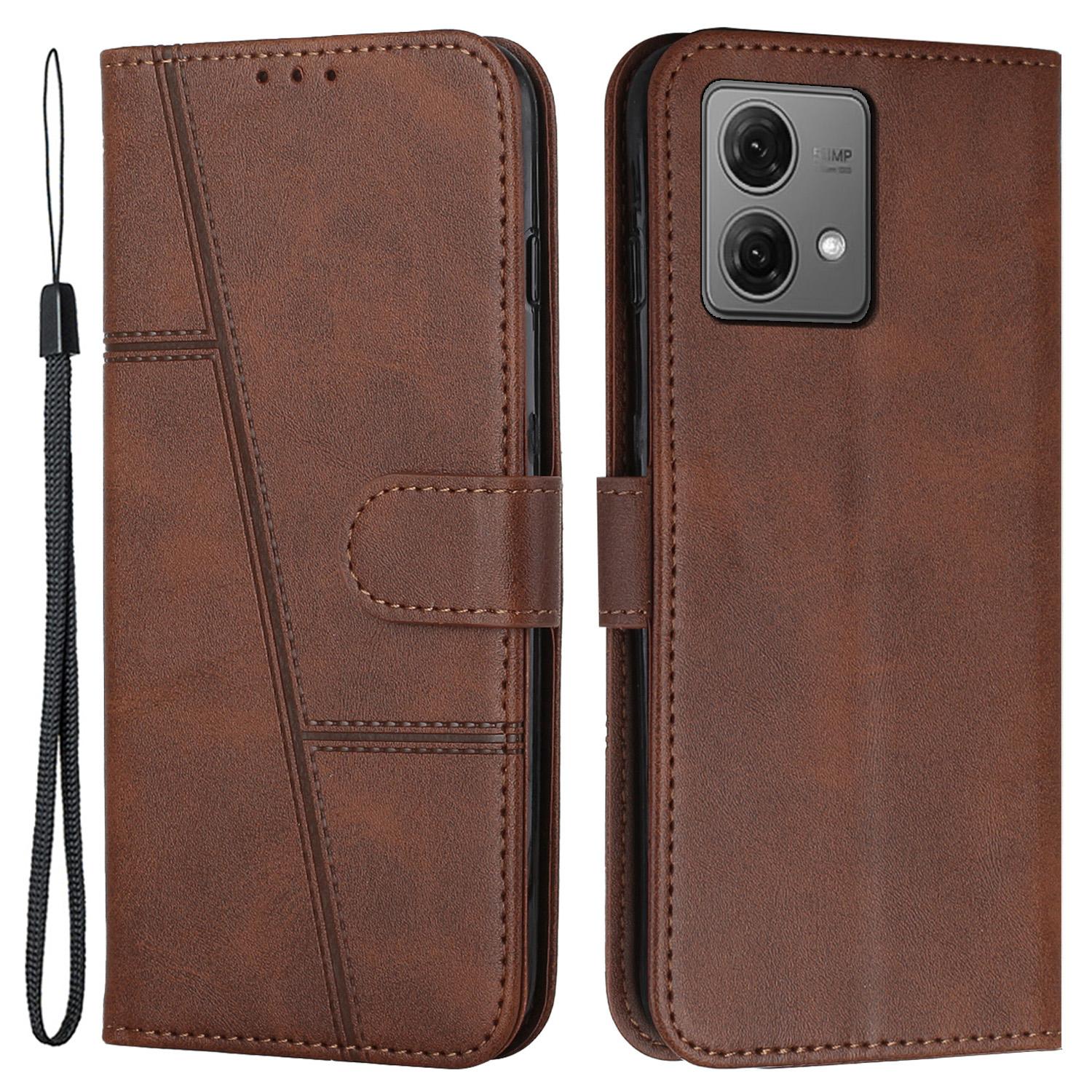 

For Motorola Edge 40 Neo 5G Case Magnetic Clasp Leather Wallet Phone Cover Brown