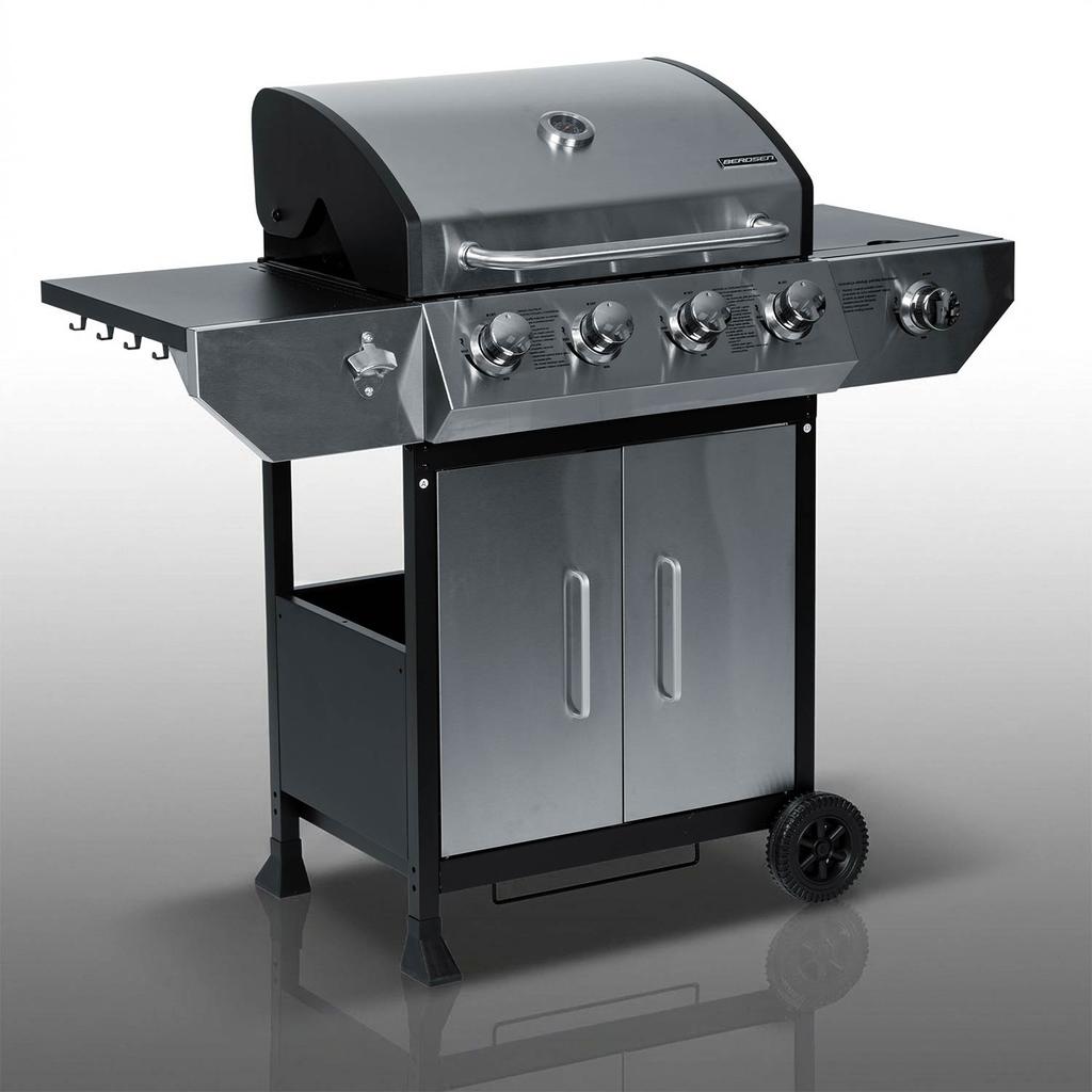 Cast Iron Garden Gas Grill with Lid 4+1 Burners Berdsen Bd-896