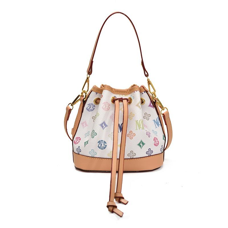 Contrasting color splicing small bag women's summer new fashionable large-capacity bucket bag women's high-end oblique span bag