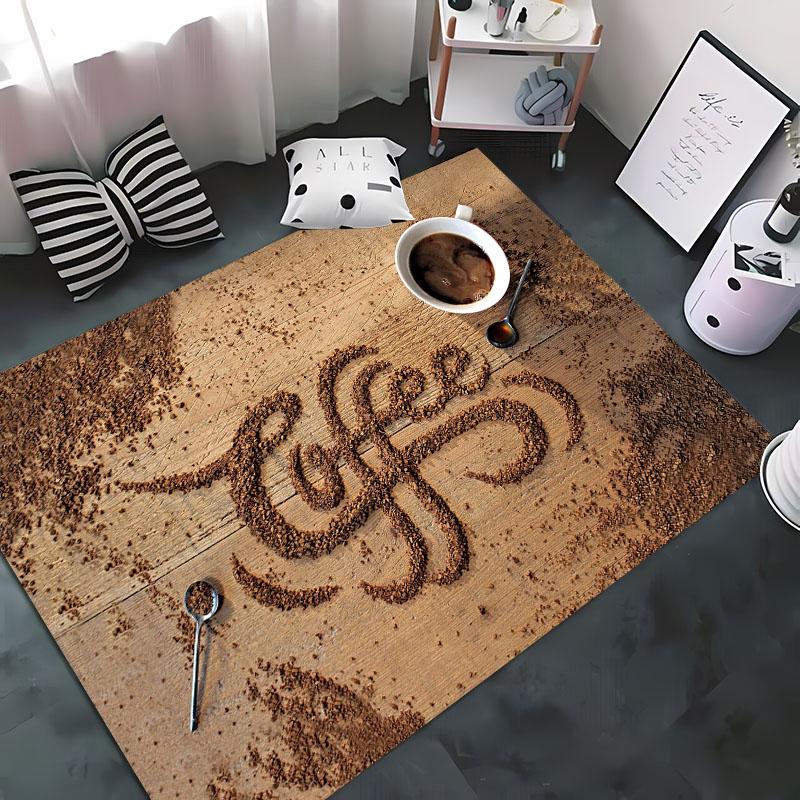 Funny Coffee Beans 3D Printing Carpet for Living Room Bedroom Alfombra Anti-slip Soft Area Rug Sofa Doormat Home Decor Tapete HD