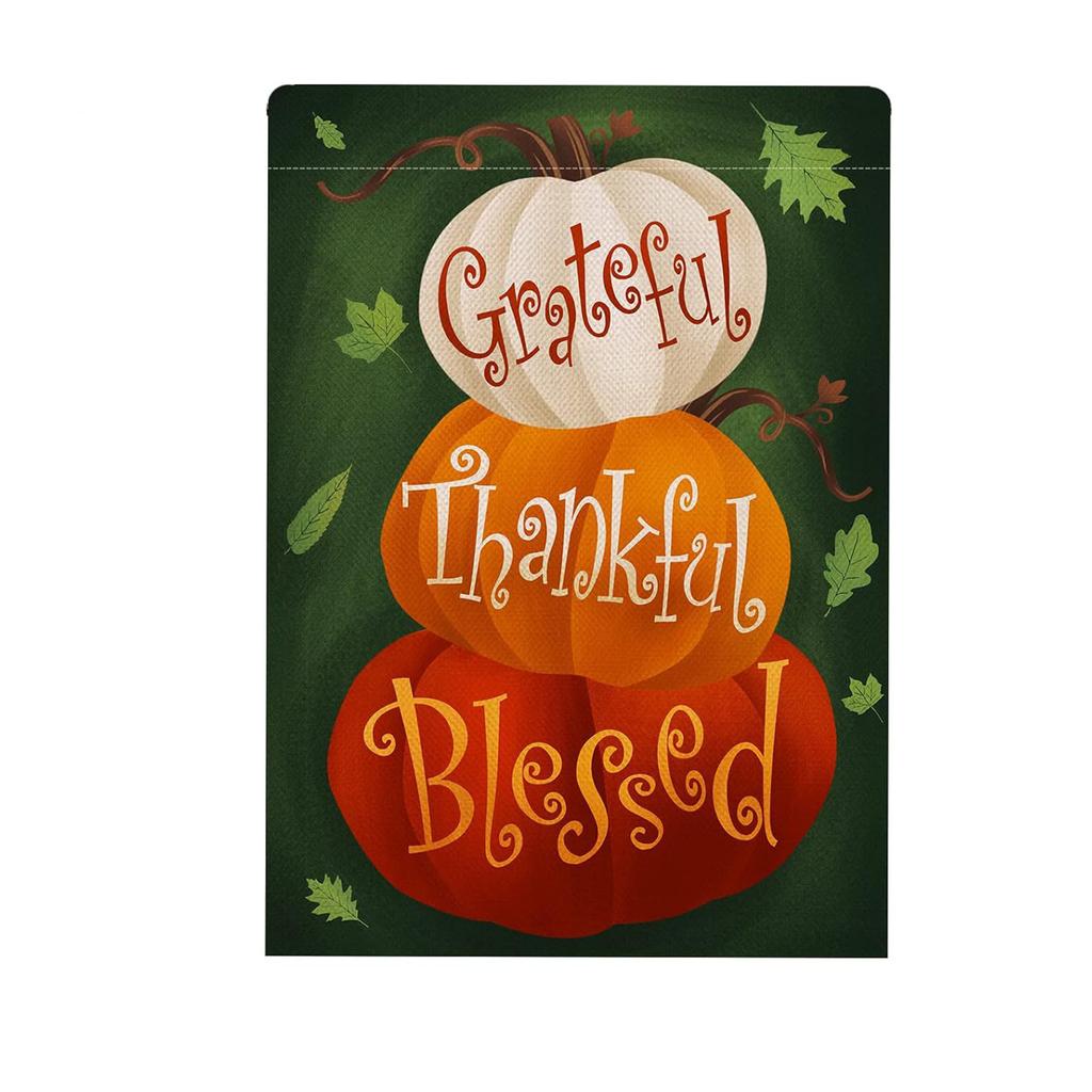 Double Sided Thanksgiving Pumpkin and Maple Leaves Garden Flag 45 by 30 Cm Seasonal Decorative Banner for Outdoor Indoor Use