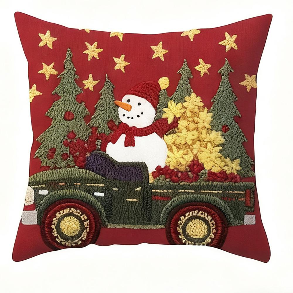 

Рождественские наволочки: Праздничные дизайны с грузовиками, Сантой, снеговиком и оленем. Чехол для дивана-кровати, новогоднее украшение для дома. 16x16Inch