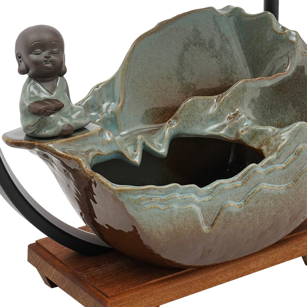 BYMAOCAR Keramiska Buddha Vattenfontäner, M/ LED-ljus för Feng Shui Rikedomstillväxt M/ Dimma för Meditation för Inomhusdekor