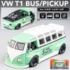 1/32 Scale T1 Bus Zinc Alloy Car Model, Simulated Sound and Light Children's Toys, Boys' Holiday Gift Car Model Ornaments