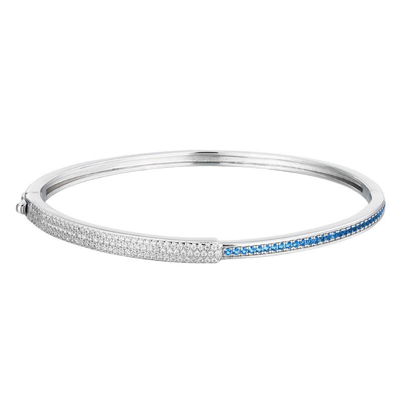 S925 Sterling Silver Zircon Bangle Simple Plain Cuff Bracelet For Women Luxury Jewelry 925 silver